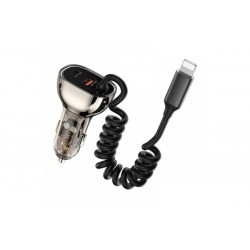 Автомобильная зарядка Wiwu Geek Car Charger USB-A+USB-C+iP Cable Wi-QC019 в Бишкеке Мультибрендовые товары  - 1