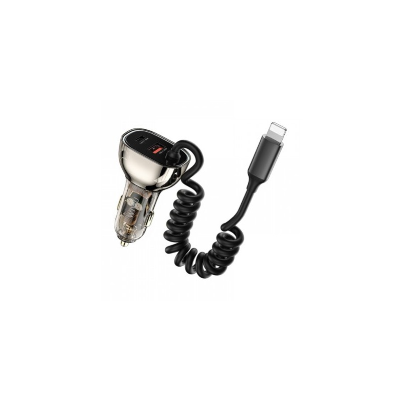 Автомобильная зарядка Wiwu Geek Car Charger USB-A+USB-C+iP Cable Wi-QC019 в Бишкеке Мультибрендовые товары  - 1