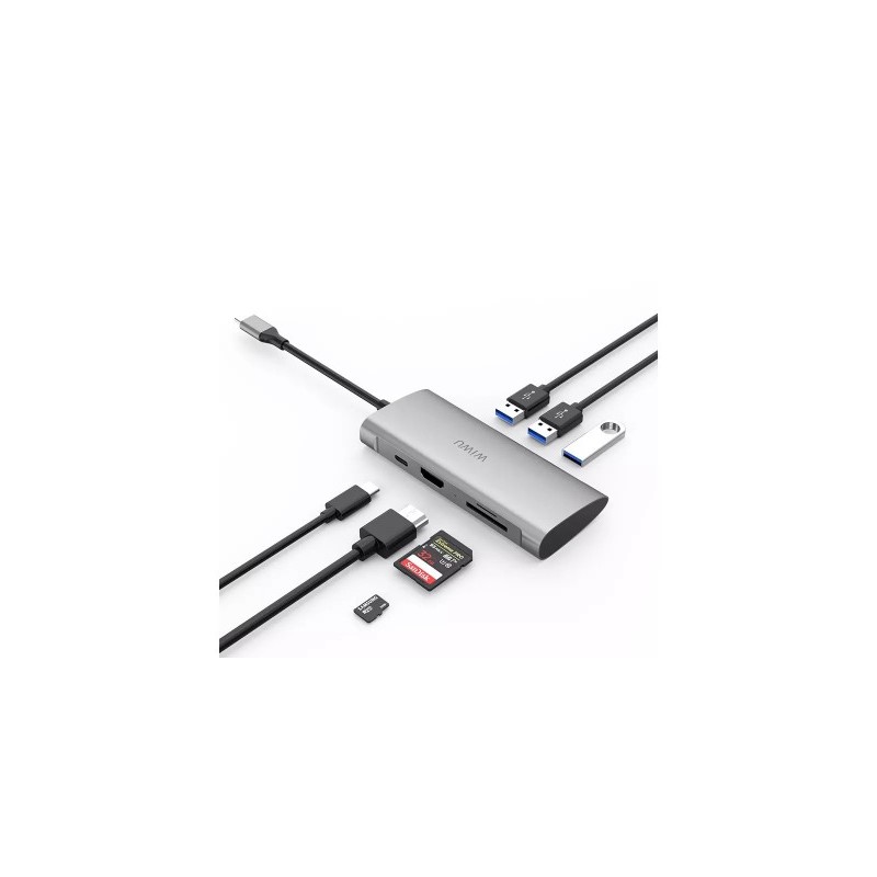 Адаптер-переходник USB Type-C 7в1 T8 для Macbook купить в Бишкеке - Мультибрендовые товары  - 1